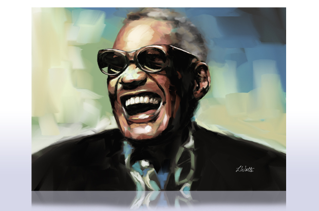Lloyd Watts’s painting of Ray Charles smiling
